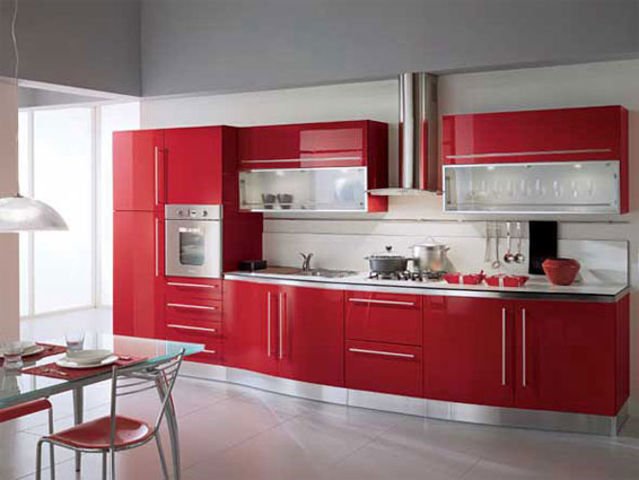 Як оформити кухню в червоно білих кольорах
