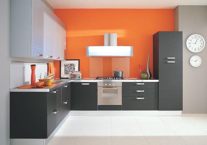 Як оформити кухню в чорне помаранчевому кольорі
