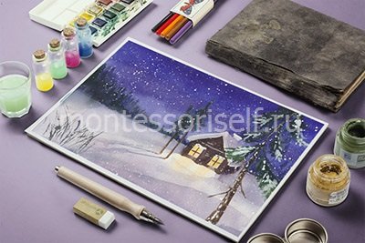 Як намалювати зиму поетапно олівцем і фарбами