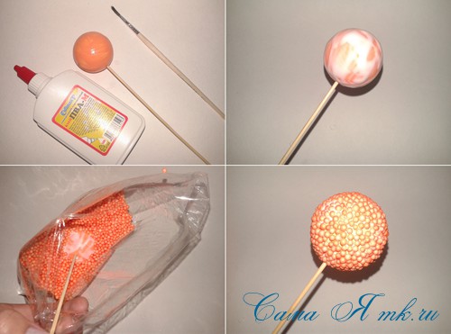 Що можна зробити з дрібних кульок пінопласту: вироби з кольорових кульок полістиролу