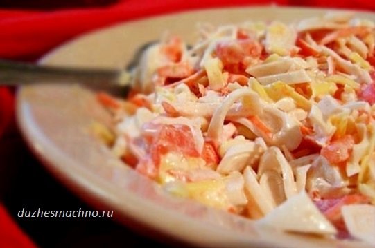 Салат з кальмарів з помідорами | Смачні рецепти