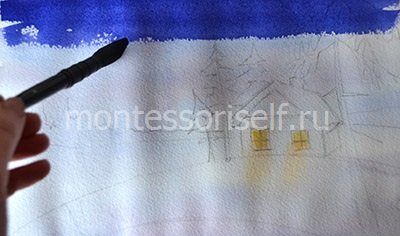 Як намалювати зиму поетапно олівцем і фарбами