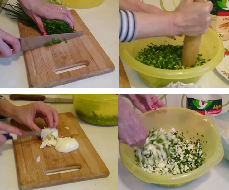 Пиріжки з яйцем і зеленою цибулею в духовці та смажені на сковороді