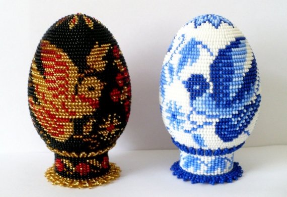 Великодні яйця з бісеру, майстер класи плетіння, схеми