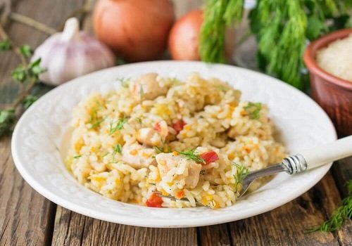 Рис з куркою і овочами в духовці домашній рецепт з фото покроково