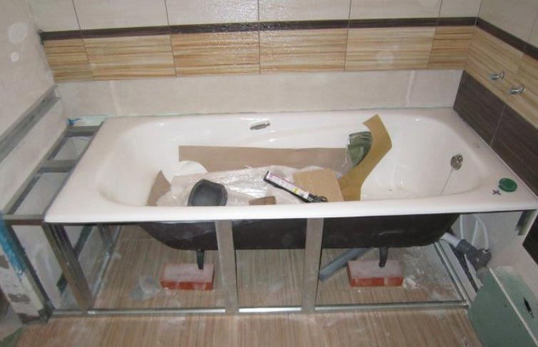 Установка ванни у ванній кімнаті під плитку: як встановити чавунну, акрилову або сталеву ванну під плитку