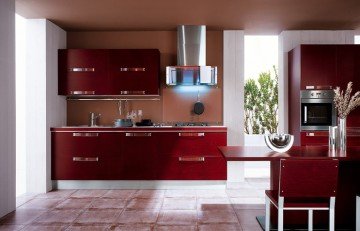 Як оформити кухню в бордово кольорі