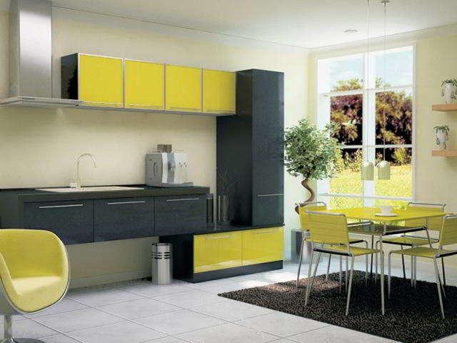 Дизайн кухні чорно жовтого кольору
