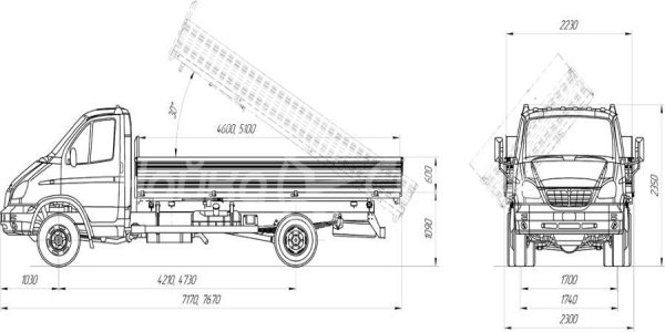 Самоскид ГАЗ 33106 на базі газелі Валдай: технічні характеристики, фото і відео
