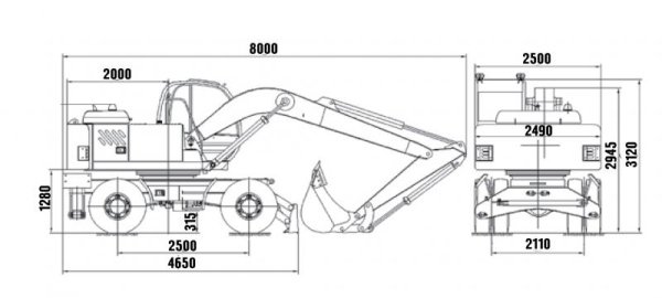 Технічні характеристики і фото колісного екскаватора ТВЭКС ЕК 12 та його модифікацій: 12 00, 12 10, 12 20, 12 30, 12 40
