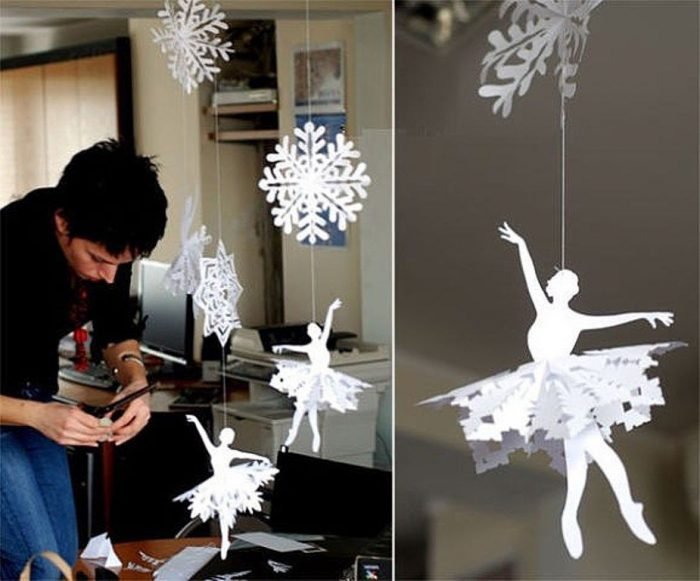 Сніжинки балеринки з паперу своїми руками, шаблони з фото