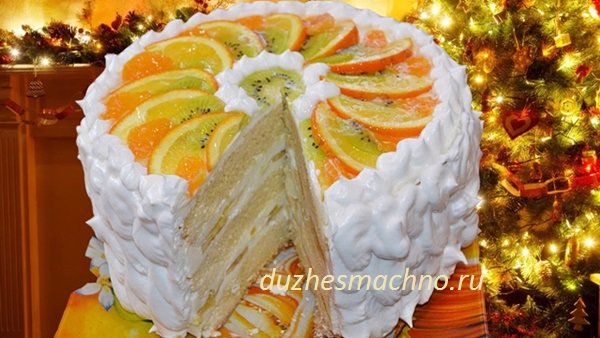 Бісквітний торт з фруктами | Смачні рецепти