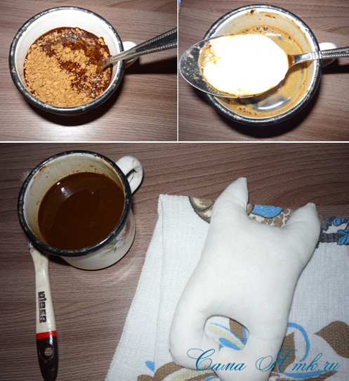 Тонування текстильних іграшок кавовим розчином