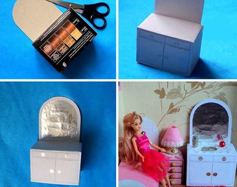 Як зробити меблі для ляльок своїми руками з коробок, паперу, фанери?