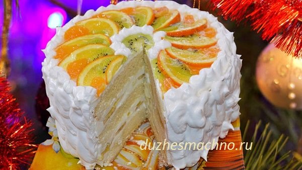 Бісквітний торт з фруктами | Смачні рецепти