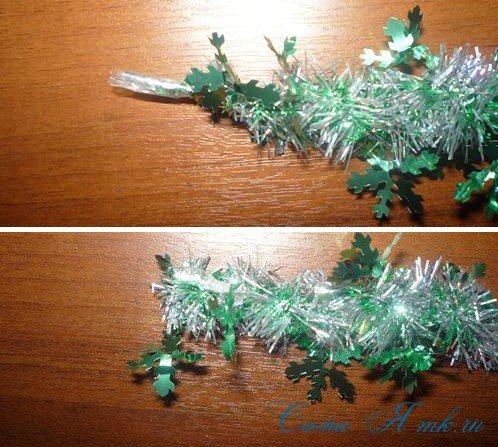 Дитяча новорічна виріб: ялинка пружинка з мішури і дроту