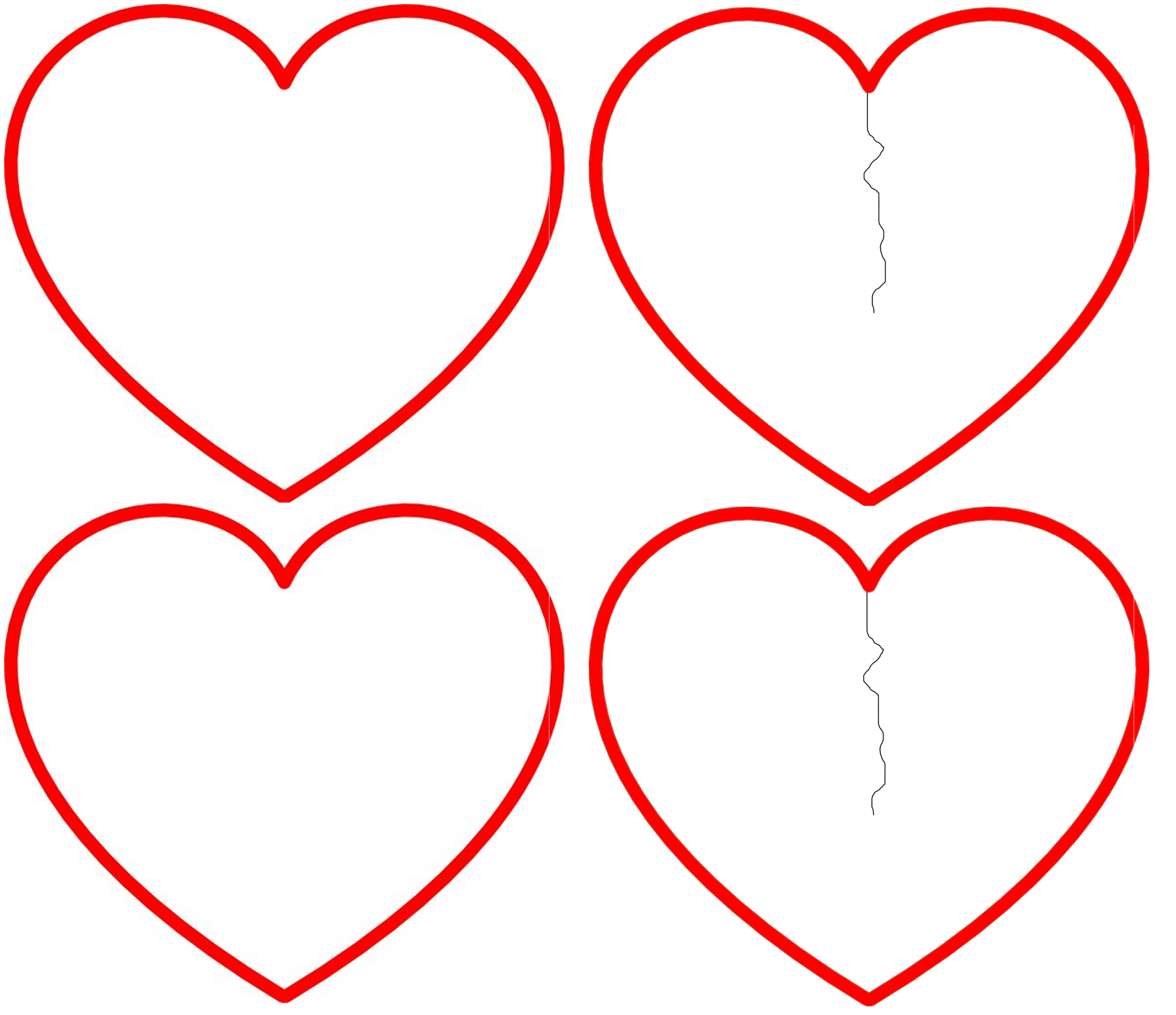 Шаблоны сердечек разных размеров для вырезания