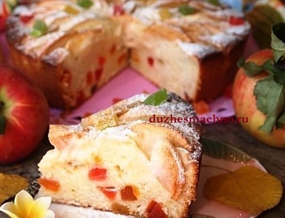 Творожно – яблучний пиріг з цукатами | Смачні рецепти