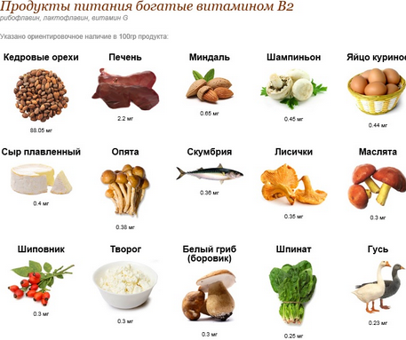 Вітамін В2 (Рибофлавін): в яких продуктах міститься, для чого потрібен організму, застосування вітаміну B2