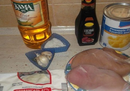 Куряче філе з ананасом на сковороді рецепт з фото покроково