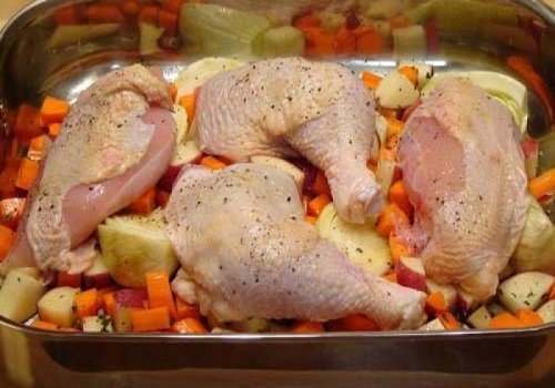 Печеня з курки з овочами в духовці покроковий рецепт з фото