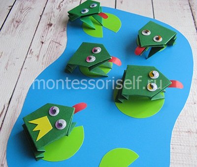 Жаба орігамі з паперу (яка стрибає): схема збірки для дітей