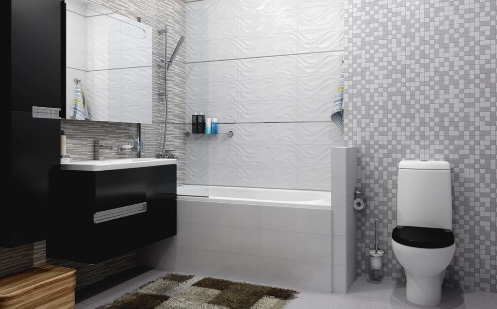 Сіра плитка для ванної: 70+ фото ванної кімнати з сірої матовою або глянцевою плиткою