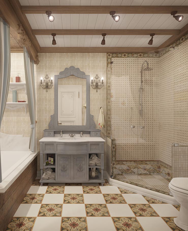 Плитка для ванної кімнати в стилі прованс: 60+ фото ванної кімнати з плиткою в стилі прованс
