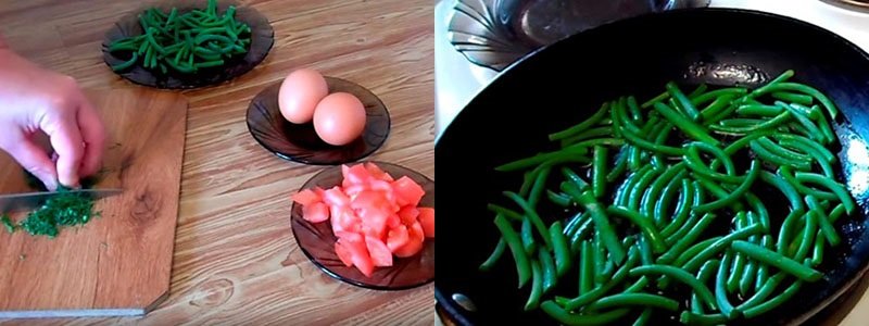 Рецепти приготування смажених часникових стрілок з мясом, яйцем
