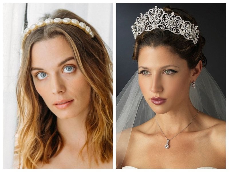 Весільні зачіски з короною і фатою: на довгі, середні, короткі волосся